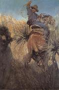 NC Wyeth I Saw His Horse Jump Back Dodgin-a Rattlesnake or Somethin oil painting